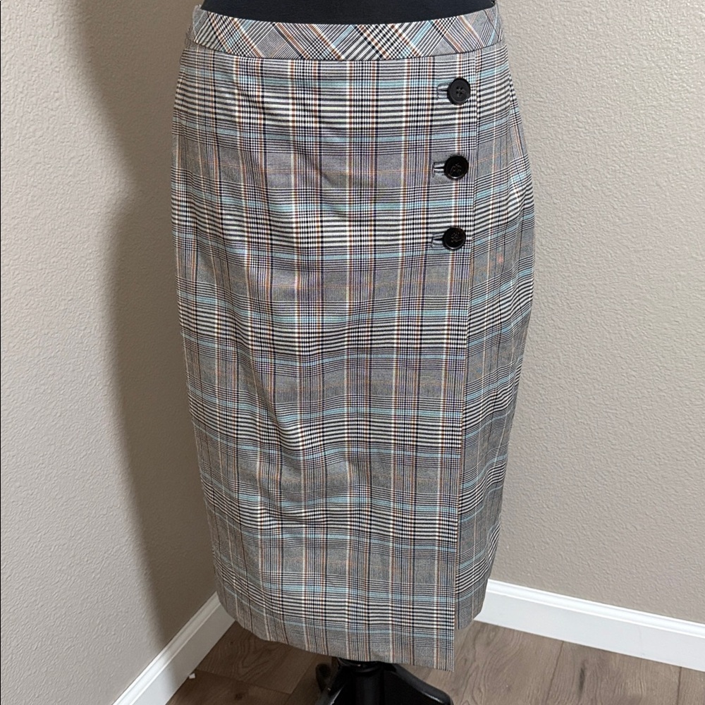 Talbots Black Skirt with Plaid Detail
